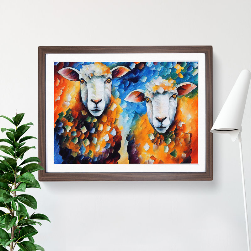 Sheep Vol.3 Abstract - Framed Print, 46cm H x 64cm W x 2cm D, Walnut