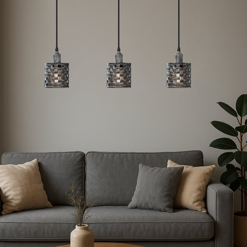 Timmer 3 - Light Kitchen Island Pendant, Brushed Silver