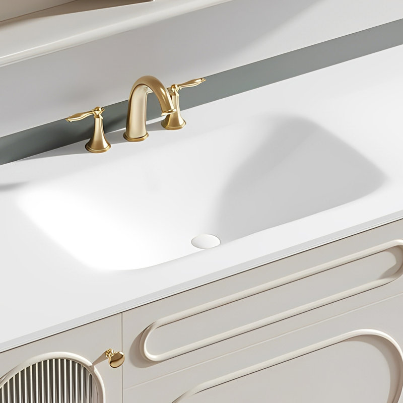 French cream-style smart bathroom cabinet, 19.68" H x 66.92" W x 21.65" D