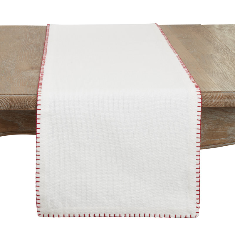 Chemin de table Ivara, Blanc /Rouge