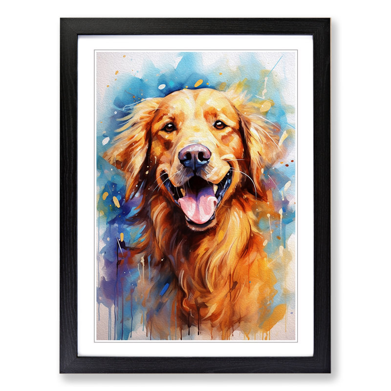 Golden Retriever Gestural - Framed Print