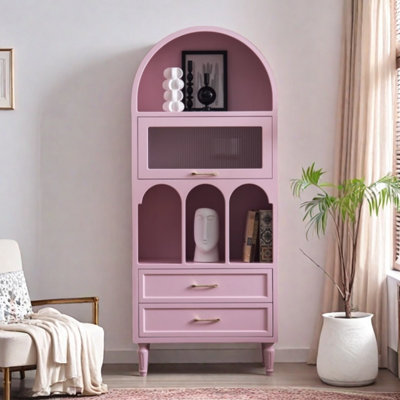 Bibliothèque de rangement arquée rose