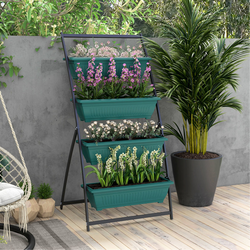 Jardinière verticale à 4 niveaux pour herbes aromatiques - Auto-drainante, pour l'extérieur et l'intérieur. Créez un magnifique jardin surélevé avec drainage intégré.