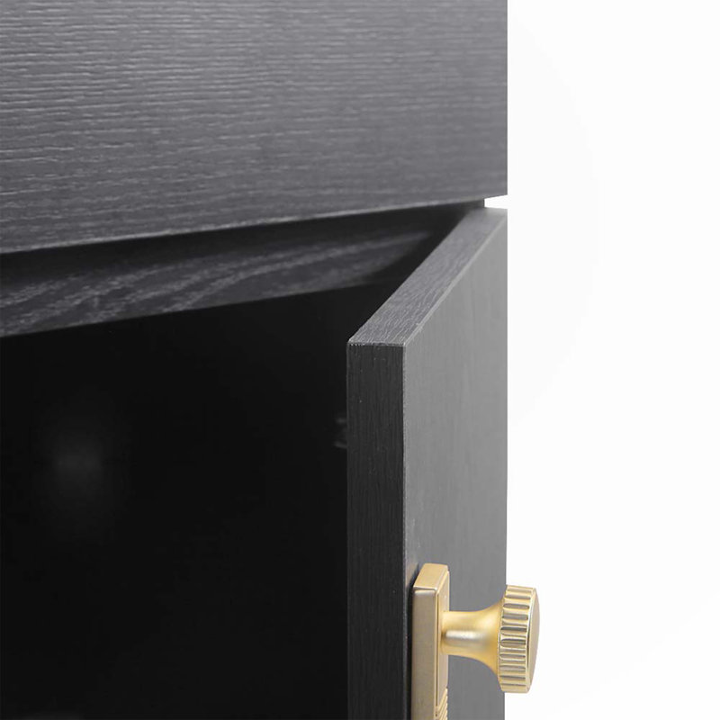 Meuble-lavabo de 30 po avec pieds en métal, avec cuve en céramique blanche, deux portes d'armoire à fermeture douce, bois massif, sans les robinets, noir