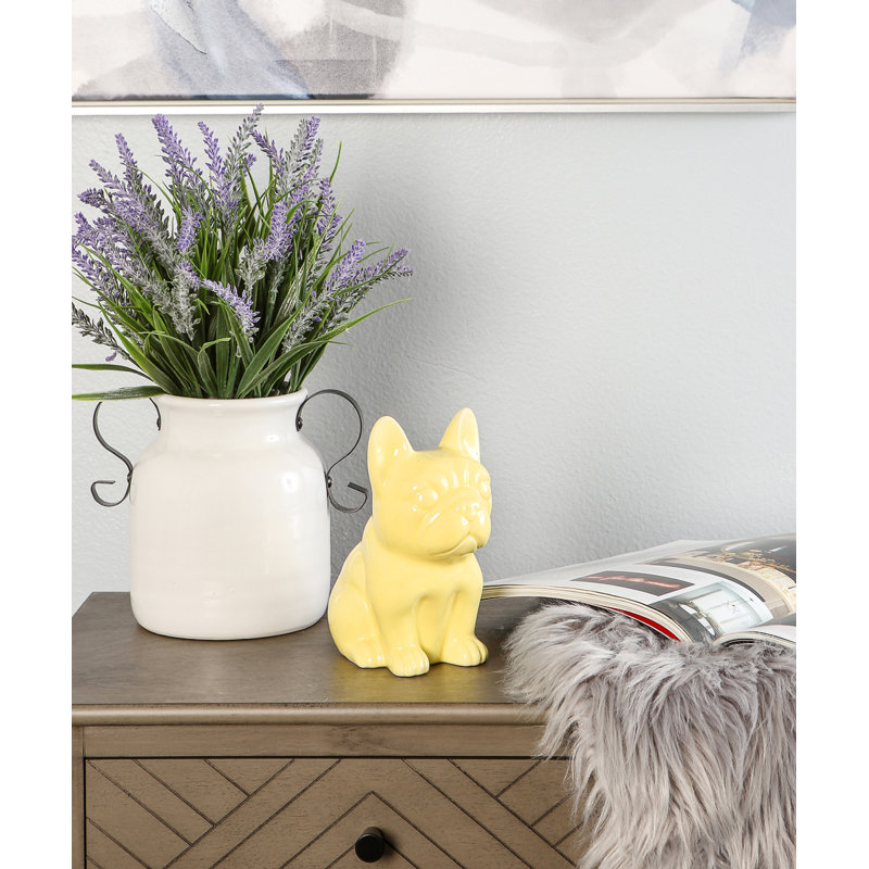 Figurine Davenport, Jaune lustré, H 6,9 po x l 5,7 po x P 3,5 po, Bouledogue