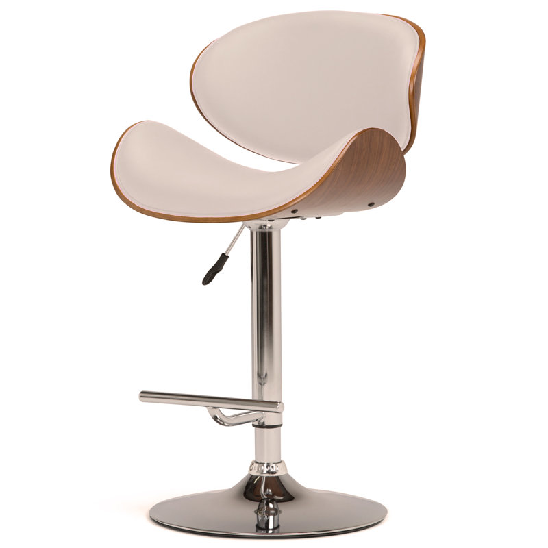 Tabouret de bar pivotant Bentwood , Brun, Blanc