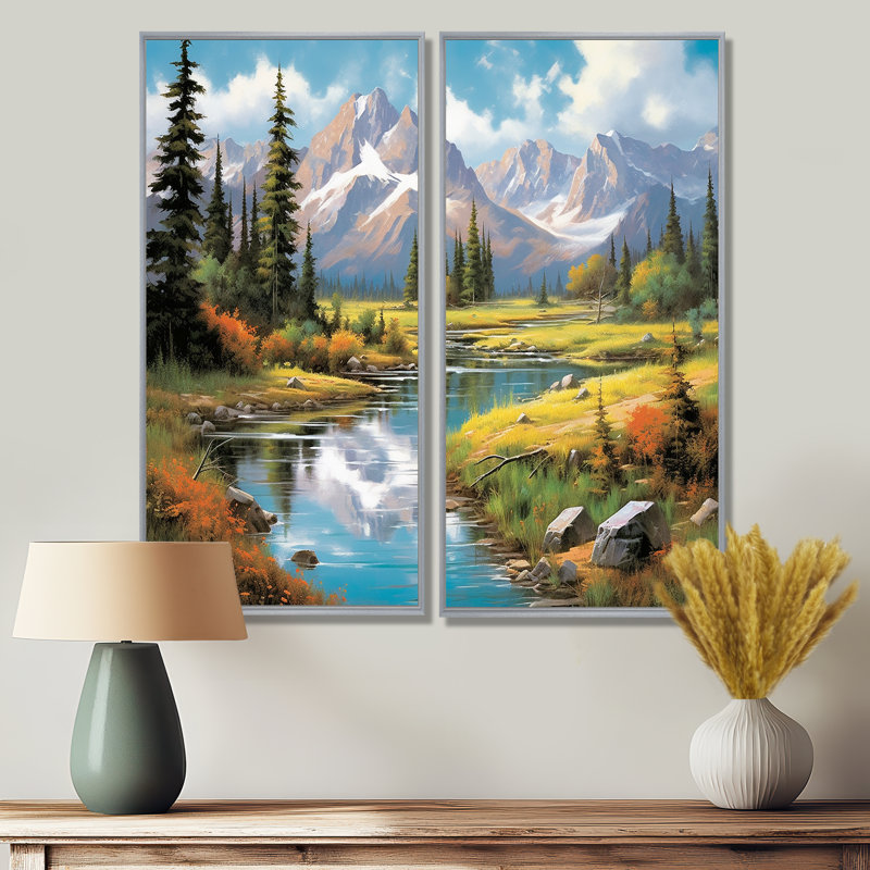 Colorado Mountain Senerity I - art mural vert, H 40 po x l 40 po, Reproduction encadrée sans passe-partout, Argent argent