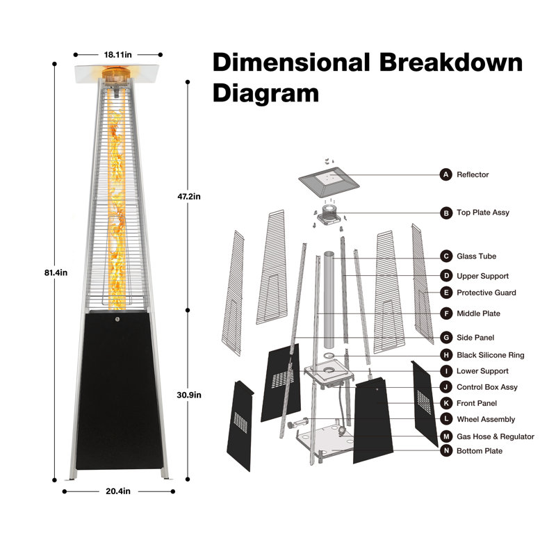 Propane Standing Patio Heater, Black