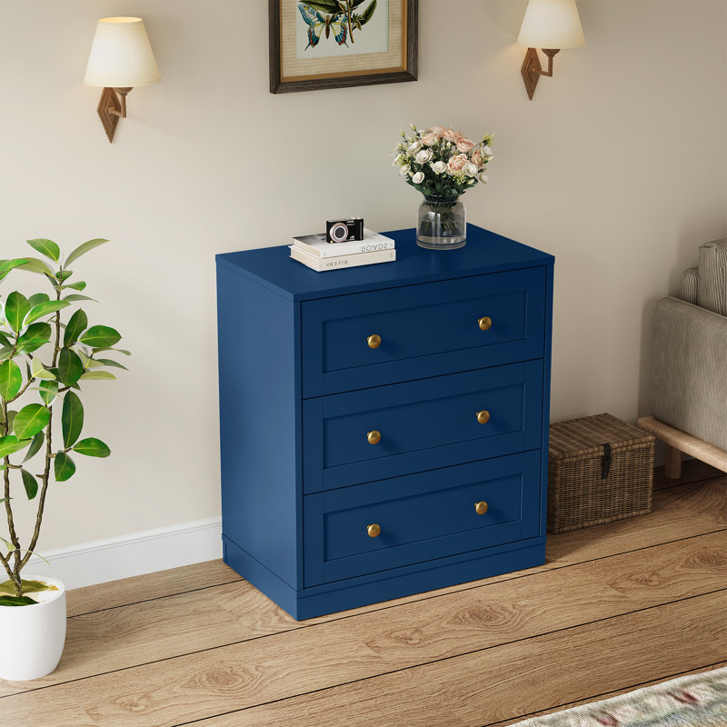 Commode 3 tiroirs Yokota, Bleu