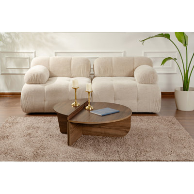Modern Walnut Coffee Table, 90 x 30 x 60 cm, 100% Melamine Coated Particle Board, Thickness: 0 cm, Design for Living Room, Durable & Stylish, For Contemporary Home Décor