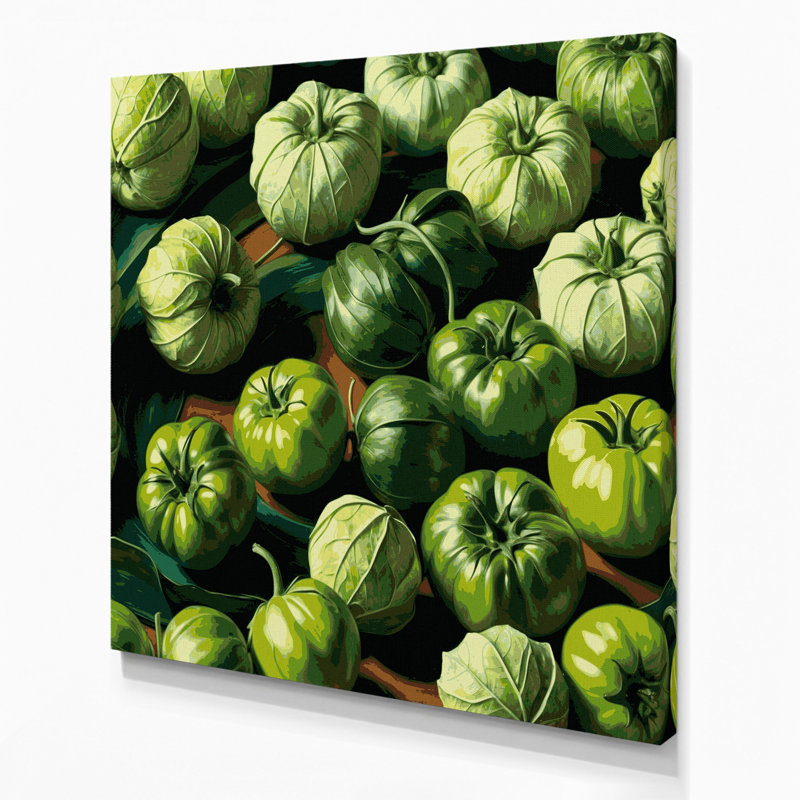 Art mural sur toile vert légumes Tomatillo, H 32 po x l 32 po