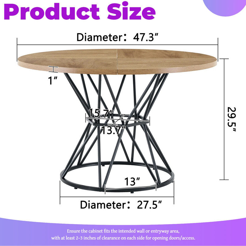 Table de salle à manger ronde Modern, Black,Wood