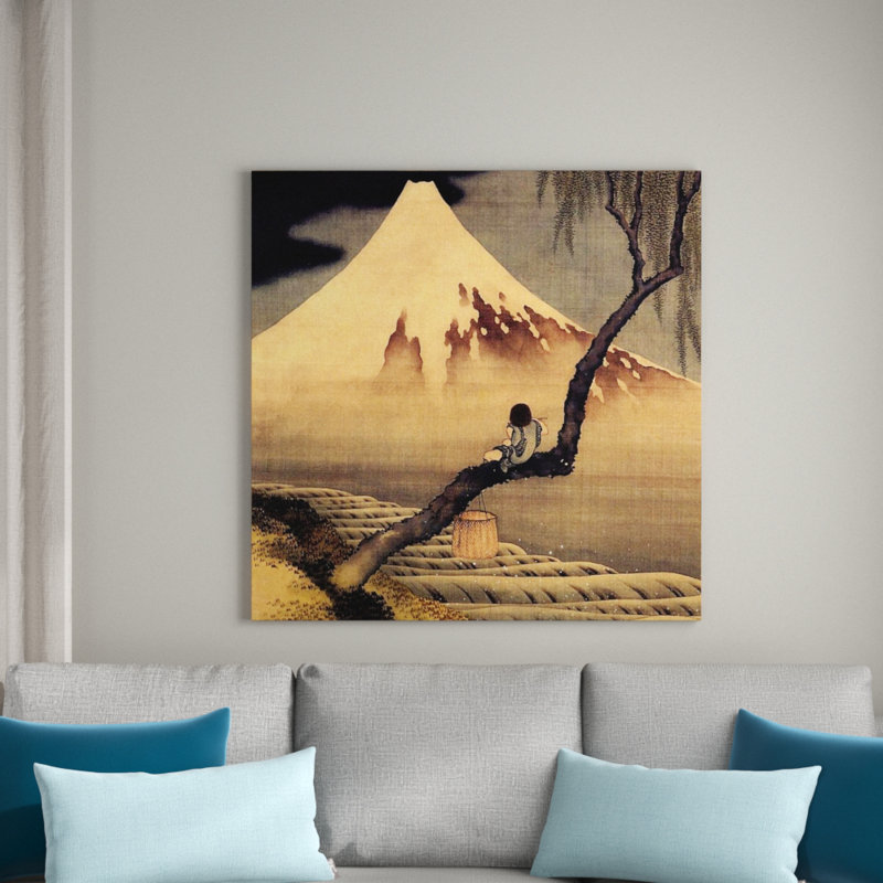 'Boy in Front of Fujiama' by Katsushika Hokusai Painting Print, 70cm H x 70cm W x 1.8cm D