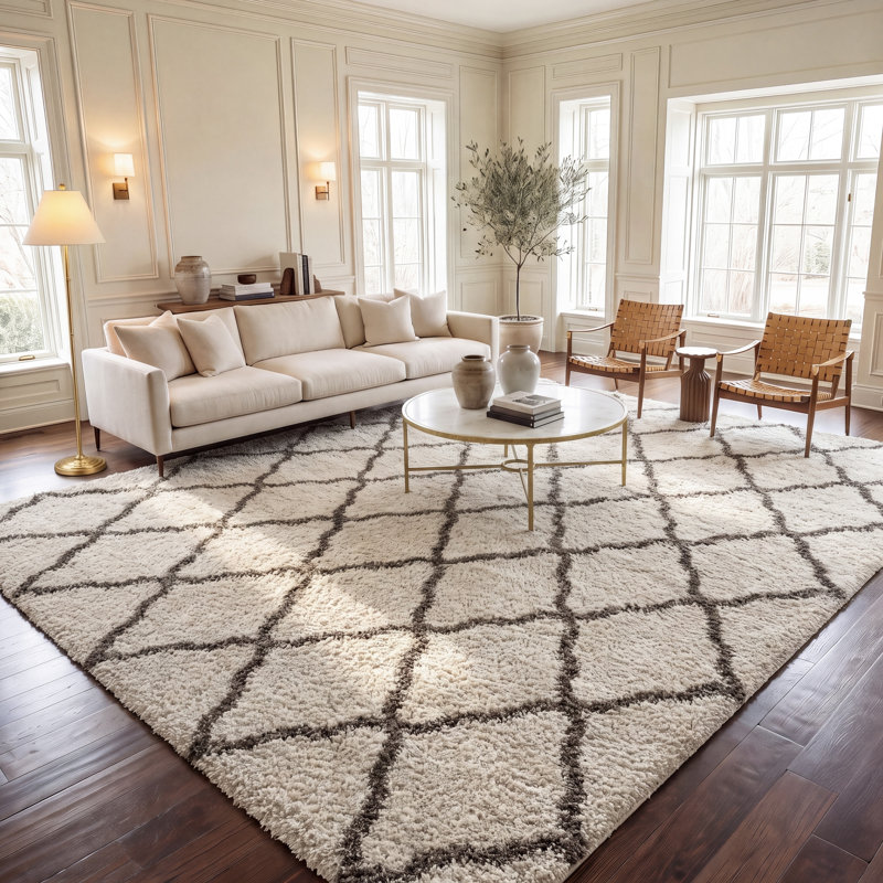 Tapis à poils longs Darrol Hudson, Rectangle de 10 pi x 14 pi