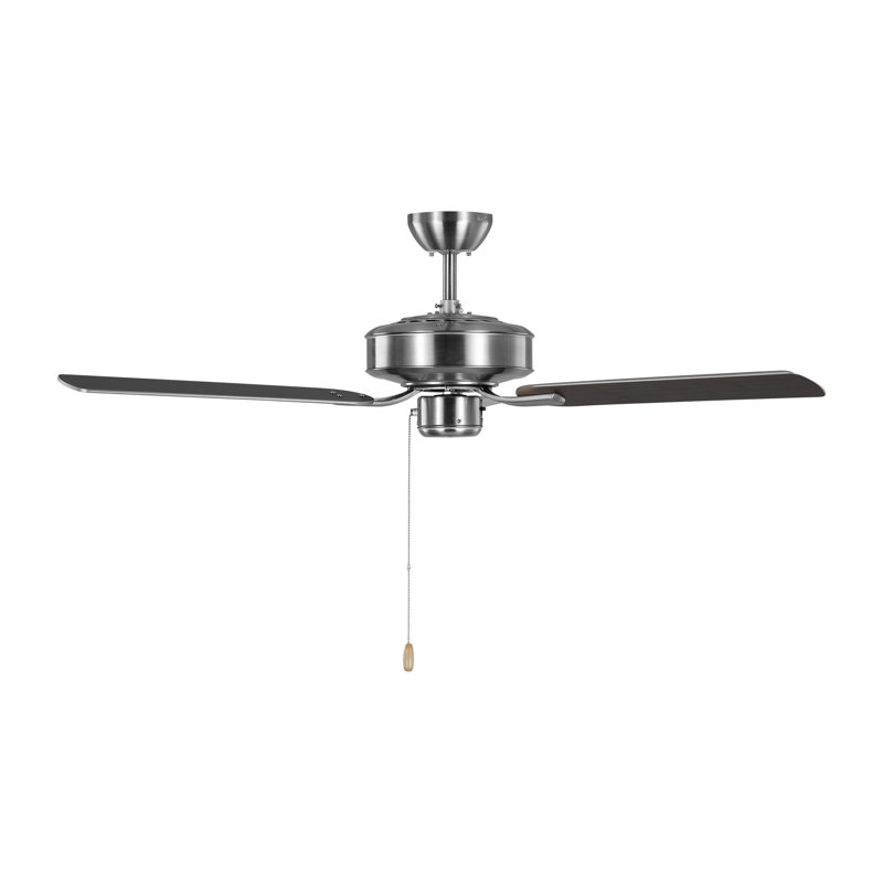 Ventilateur de plafond 48 po , Argent / noyer d'Amérique, Acier brossé