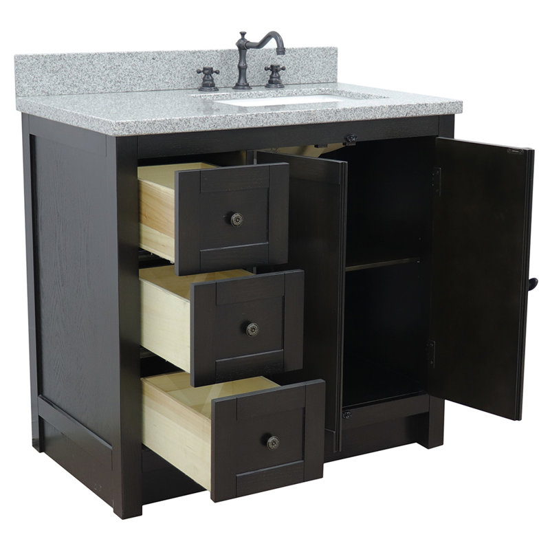 Ensemble de meuble-lavabo simple 37 po Calsbeck, Brun cendré, Granite