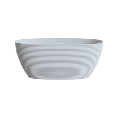 59 In. X 29.5 In. Acrylic Bathtub With Horizontal Grooves Pattern In Glossy White