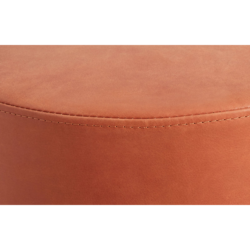 Bumper Round Ottoman, Terracotta Genuine Leather