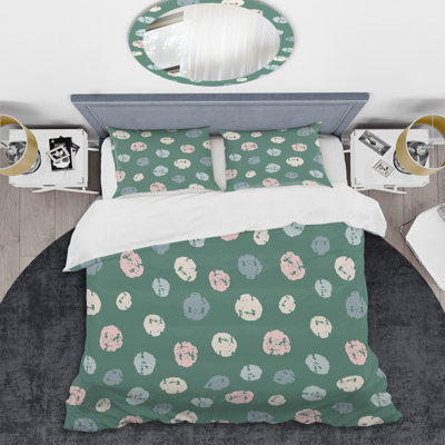 Cream Circle Pattern Polyester Dots Duvet Cover