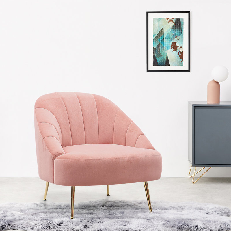 Hrayr Velvet Barrel Chair, Pink