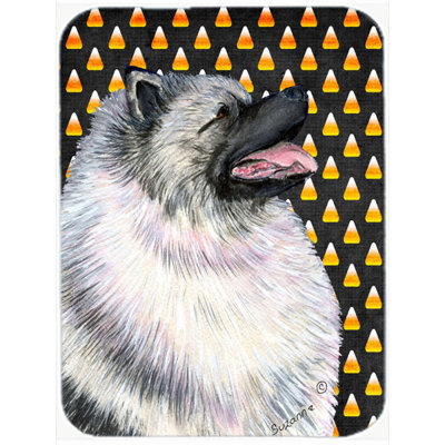 Caroline's Treasures Halloween Candy Corn Keeshond Portrait Glass Cutting Board