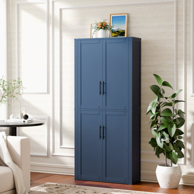 67″ H Freestanding Accent Storage Cabinet with Adjustable Shelves Tall Kitchen Pantry for Living Room Entryway