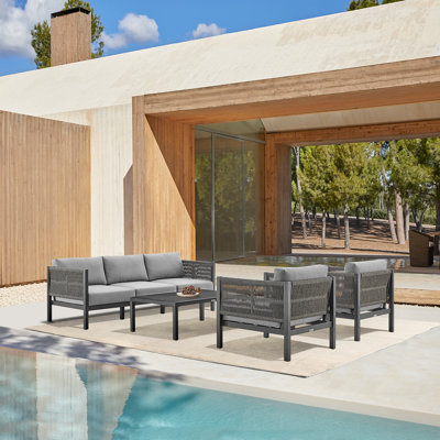 Ensemble de meubles de patio 4 pièces en aluminium