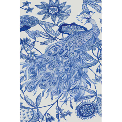 Peacock In Indigo II by Melissa Wang - Wrapped Canvas Print