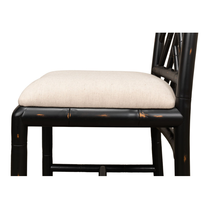Brighton Fabric Cross Back Side Chair in Beige, Black