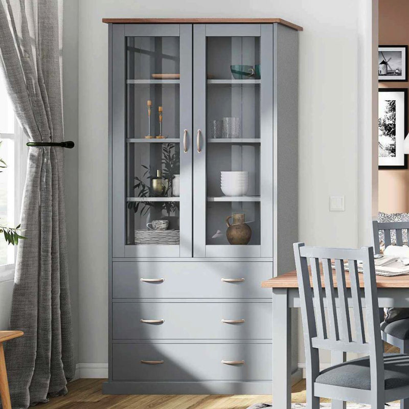 Westerland China Cabinet, Grey/Sepia