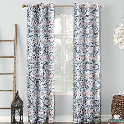 Sun Zero Nepal Global Medallion Print Blackout Grommet Curtain Panel