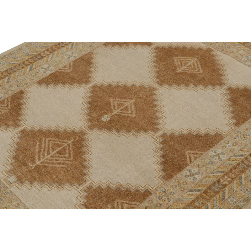 Distressed Hand Knotted Wool Area Rug, Rectangle 12' x 18'