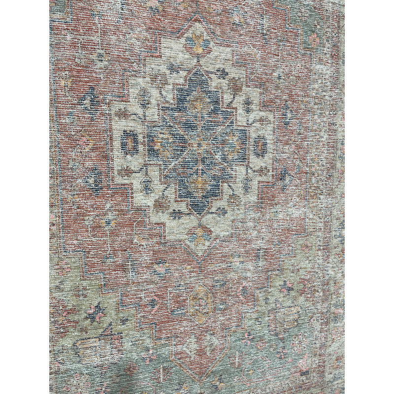 Tapis bleu traditionnel en laine tissé à la main Alandrea, Rectangle 8 pi x 10 pi