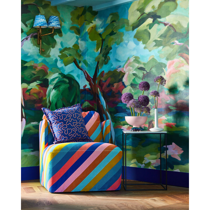 Sherbet Stripe Fabric, Lapis/Spinel/Aquamarine