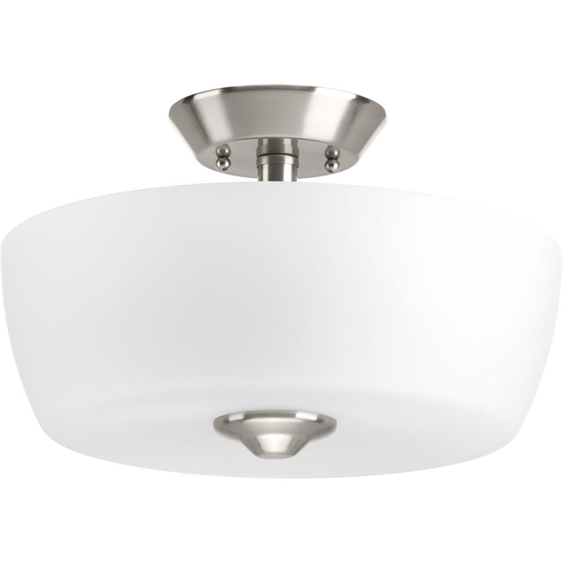 Lustre bol simple à 2 lumières Devi, Nickel brossé