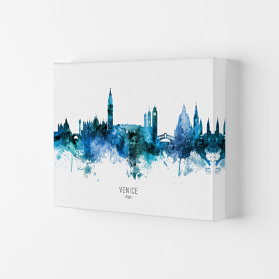 Venice Italy Skyline Blue City Name by Michael Tompsett - Print