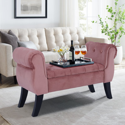 Banc de rangement rembourré en velours Sotheary
