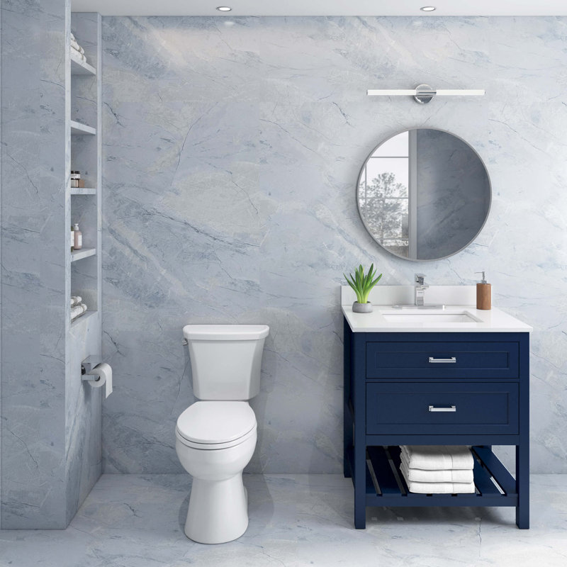 Toilette allongée 2 pièces à simple chasse 1,28 GPF avec protection de débordement Easley FLUSH GUARD