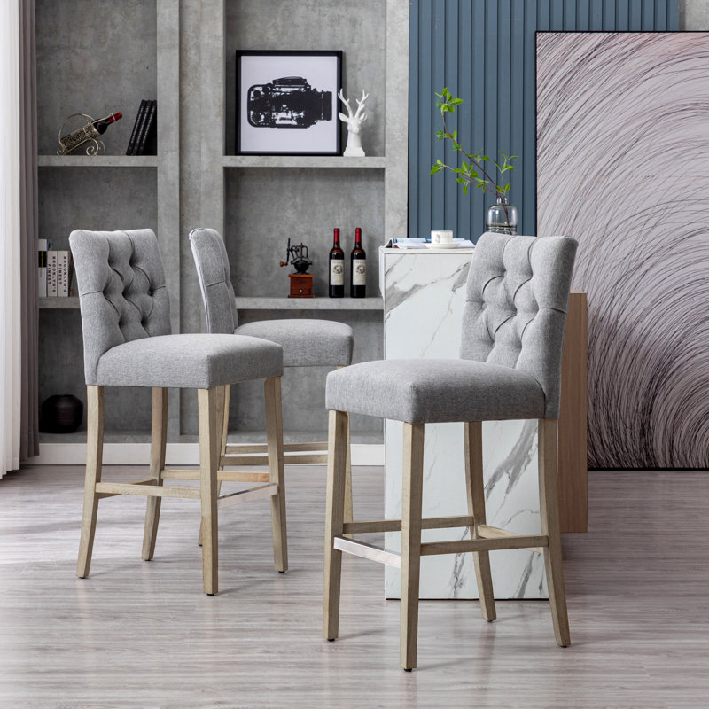 Tabouret de bar et de comptoir Wren (ensemble de 3), gris, Tabouret de comptoir (siège d’une hauteur de 24