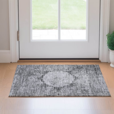 Tapis gris Prisco lavable à la machine de qualité supérieure