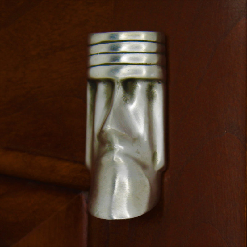 2 1/2" Length Tiki Head Knob, Brushed Nickel
