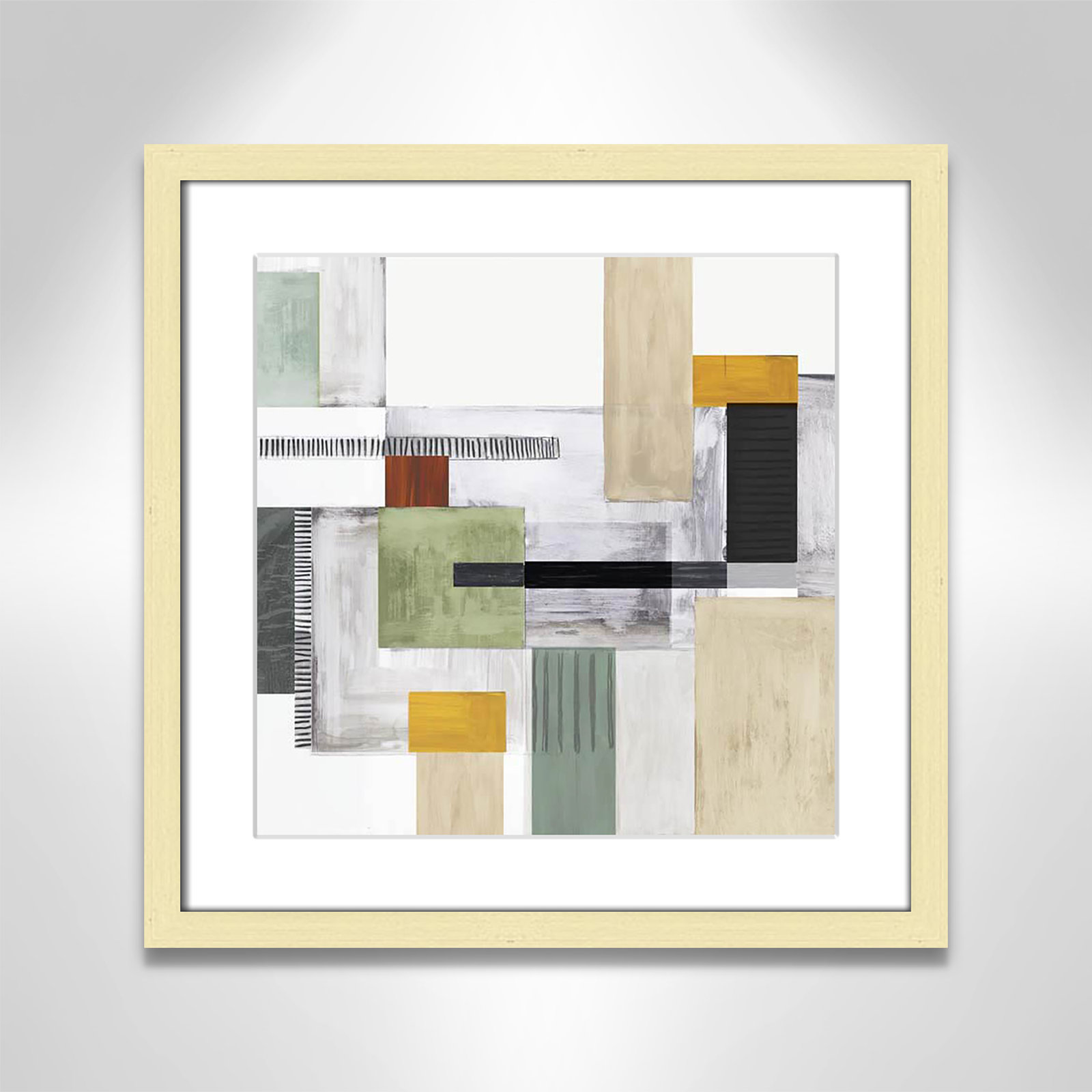 Playful Blocks, Gold Box Framed, 17" H x 17" W x 0.75" D