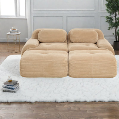 Canapé en velours côtelé de luxe avec design ergonomique, confortable pour le salon et la chambre à coucher