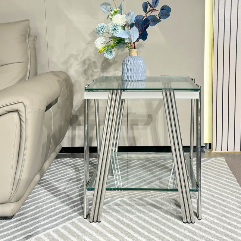 Table de bout Allyse, Argent, Transparent