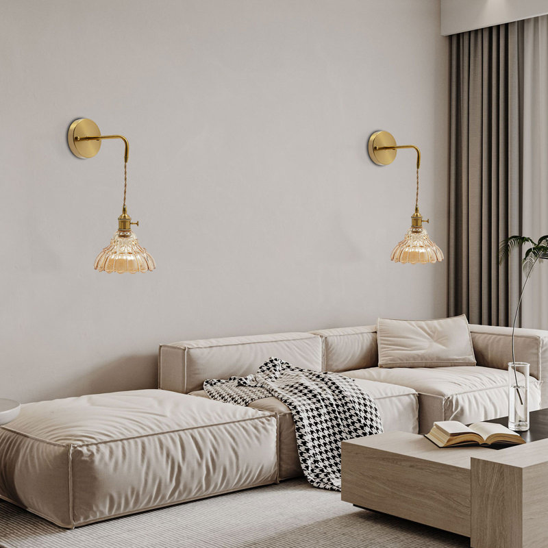 Lampe murale ajustable dorée rétro