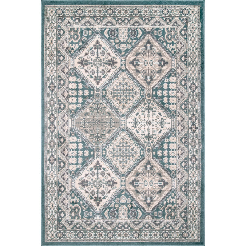 Tapis bleu à motif de performance Southwestern Shawna, Rectangle 10 pi x 14 pi