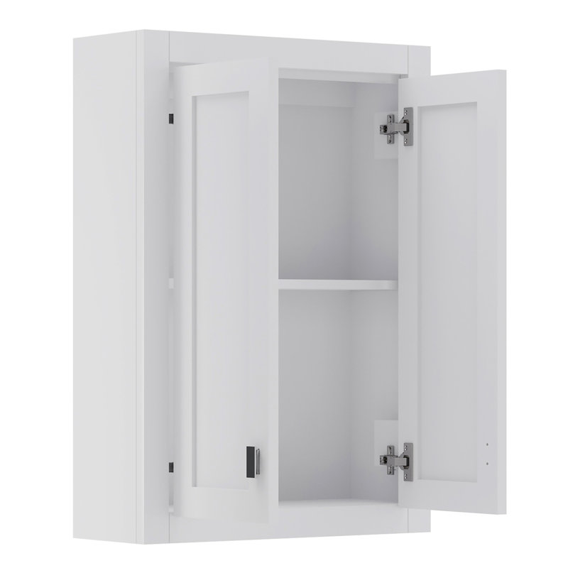 Higuera Solid Wood Bathroom Cabinet, White, 1