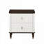 Table de chevet 2 tiroirs blanche et brune avec port USB