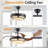 42" Retractable Ceiling Fan With Light, Modern LED Chandelier Fan With Remote Control, 6 Speed Adjustable Blades, Quiet DC Motor, Dimmable Lighting For Living Room, Bedroom, Dining Room
