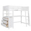 Lit mezzanine simple avec tiroirs et bureau, lit mezzanine en bois avec tablettes - blanc
